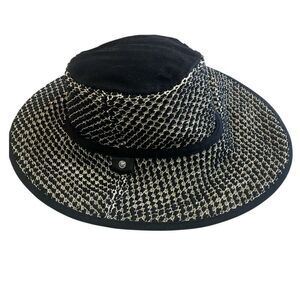 rag & bone Black and Cream Woven Brim Hat